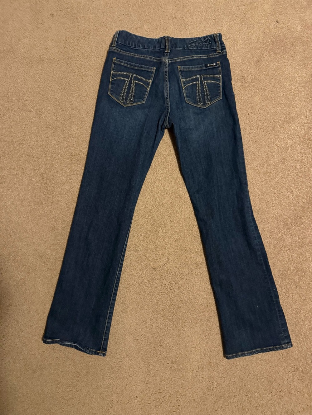 Seven7 Dark Blue Bootcut Jeans with Embroidered Back Pockets